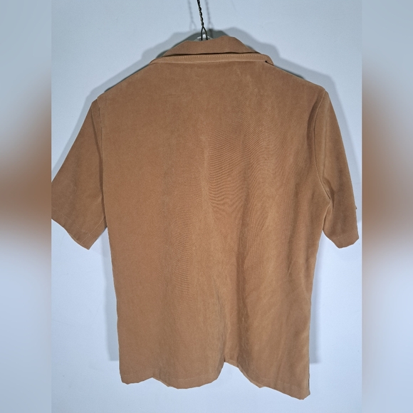 Accomplice Faux Sude Button up Tan Shirt - Picture 5 of 6